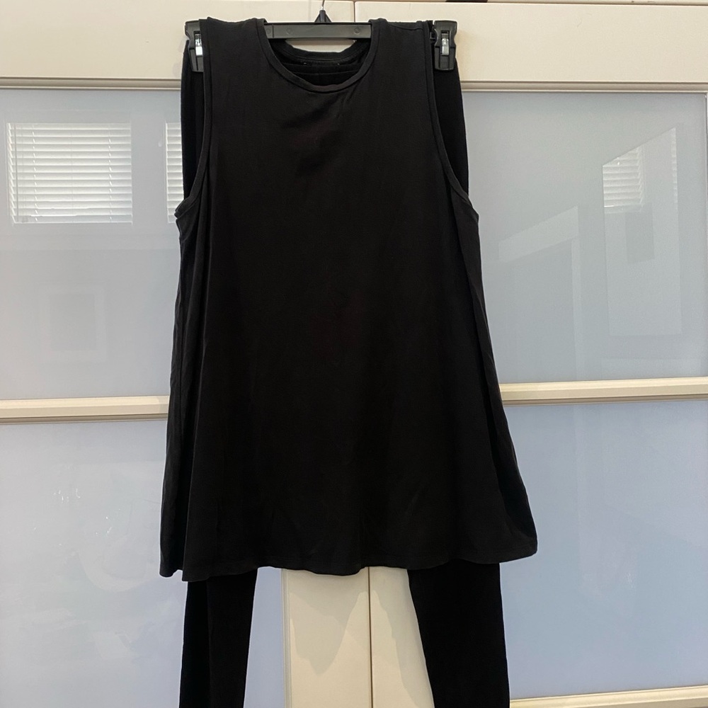 Eileen Fisher Classic Black 2 Piece Sleeveless Tunic and Legging